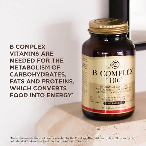 Solgar B-Complex "100" - 50 Vegetable Capsules - Energy Metabolism, Cardiovascular Health, Nervous System Support - Non-GMO, Vegan, Gluten Free - 50 Servings in Kuwait