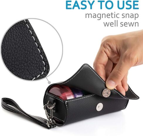 Weekly Pill Organizer 2 Times a Day,AM PM Large Daily Pill Box with PU Leather Case for Travel,Round Medicine Organizer,7 Day Pill Container for Vitamin Fish Oils Supplement-Black in Saudi Arabia
