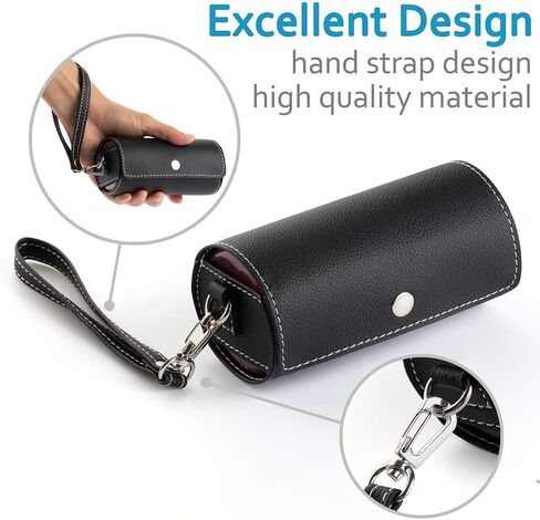 Weekly Pill Organizer 2 Times a Day,AM PM Large Daily Pill Box with PU Leather Case for Travel,Round Medicine Organizer,7 Day Pill Container for Vitamin Fish Oils Supplement-Black in Saudi Arabia