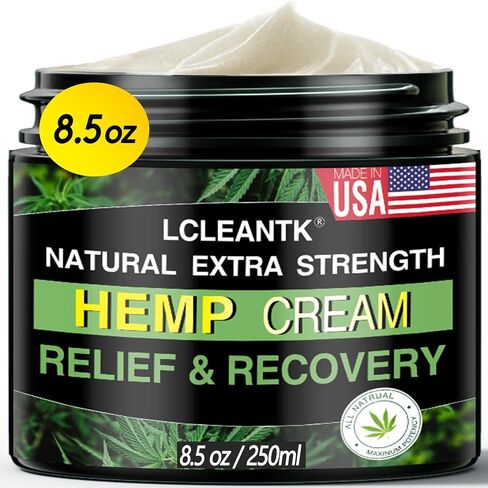 Lcleantk 8.5 oz Instant Hemp Cream - Maximum Strength Natural Smoothing Hemp Cream for Muscles, Joints, Foot, Back, Knees, Neck, Fingers, Elbows with Hemp, Arnica, Turmeric in Saudi Arabia