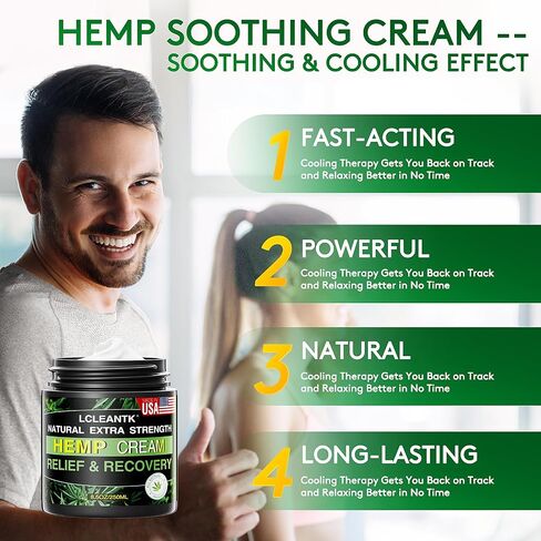 Lcleantk 8.5 oz Instant Hemp Cream - Maximum Strength Natural Smoothing Hemp Cream for Muscles, Joints, Foot, Back, Knees, Neck, Fingers, Elbows with Hemp, Arnica, Turmeric in Saudi Arabia