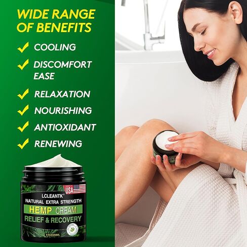 Lcleantk 8.5 oz Instant Hemp Cream - Maximum Strength Natural Smoothing Hemp Cream for Muscles, Joints, Foot, Back, Knees, Neck, Fingers, Elbows with Hemp, Arnica, Turmeric in Saudi Arabia