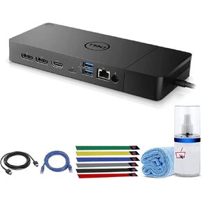 Dell WD19S 130W Computer Docking Station (USB, USB-C, DisplayPort, HDMI, Ethernet Ports) 1-Pack Bundle with LCD Cleaning Kit, Ethernet + HDMI Cable, and (6) Electronics Basket Cable Ties in Saudi Arabia