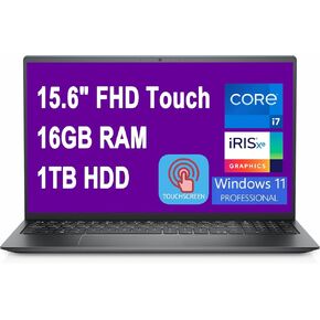 Dell Inspiron 15 3000 3511 Business Laptop 15.6" FHD Anti-Glare Touchscreen 11th Generation Intel Quad-Core i7-1165G7 16GB RAM 1TB HDD Intel Iris Xe Graphics HDMI HD Webcam Win11 Pro Black (Renewed) in Kuwait