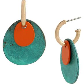 Patina Disc Huggie Earrings in Kuwait