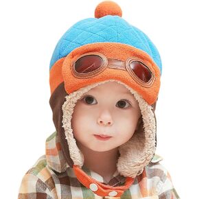 Evelin LEE Fashion Unisex Baby Boys Pilot Aviator Crochet Hats Warm Winter Cap in Kuwait