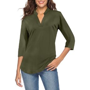 CEASIKERY Women's 3/4 Sleeve V Neck Tops Casual Tunic Blouse Loose Shirt in Saudi Arabia
