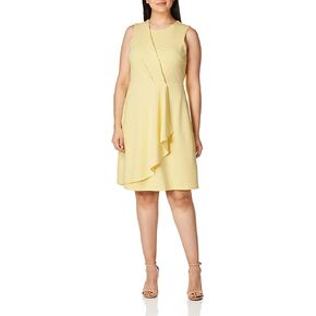 Calvin Klein Women's Sleeveless Dress with Side Pleated Ruffle