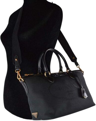 Prada Logo Jacquard Black Canvas Satchel Crossbody 1BA104 in Saudi Arabia