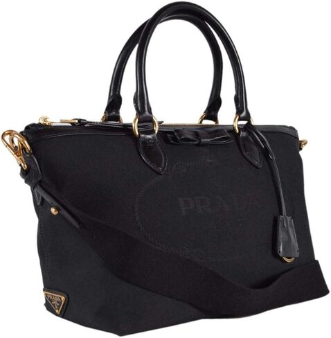 Prada Logo Jacquard Black Canvas Satchel Crossbody 1BA104 in Saudi Arabia