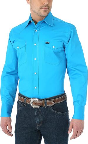 Wrangler Men's Big & Tall Western Premium Performance Advanced Comfort Workshirt,Blue,Large Tall in Saudi Arabia