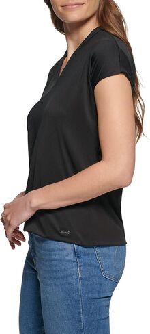 Calvin Klein Women's Missy Soft Everyday V-Neck Featherweight Jersey Shirt in Saudi Arabia