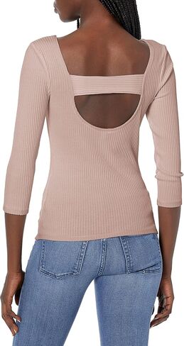 قميص نسائي من GUESS بأكمام 3/4 Vivi Rib Cut Shirt in Saudi Arabia
