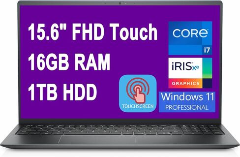 Dell Inspiron 15 3000 3511 Business Laptop 15.6" FHD Anti-Glare Touchscreen 11th Generation Intel Quad-Core i7-1165G7 16GB RAM 1TB HDD Intel Iris Xe Graphics HDMI HD Webcam Win11 Pro Black (Renewed) in Kuwait