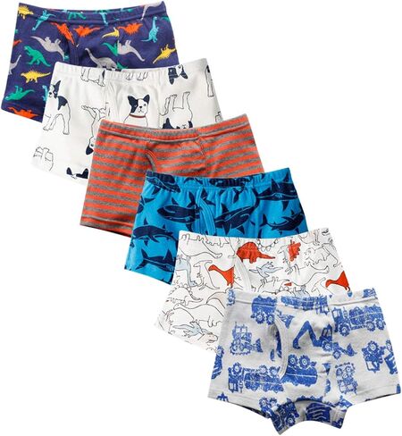 Evelin LEE 6-Pack Baby Boys Underwear Cotton Boyshort Panties Cartoon Soft Boxer Briefs in Saudi Arabia
