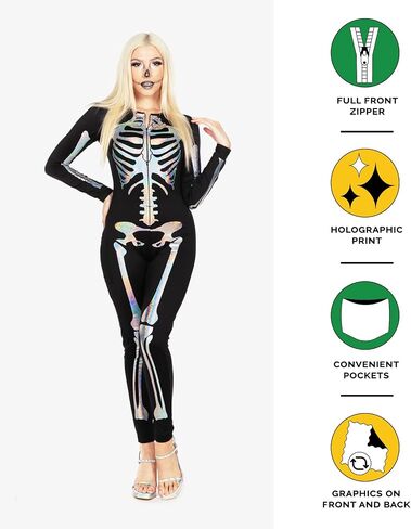 Tipsy Elves Form Fitting & Flattering Skeleton Bodysuits for Halloween - Women's Sexy Skeleton Costume in Saudi Arabia