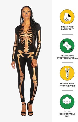 Tipsy Elves Form Fitting & Flattering Skeleton Bodysuits for Halloween - Women's Sexy Skeleton Costume in Saudi Arabia