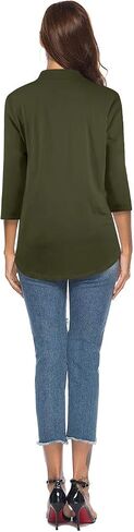 CEASIKERY Women's 3/4 Sleeve V Neck Tops Casual Tunic Blouse Loose Shirt in Kuwait