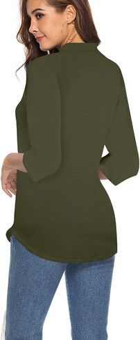 CEASIKERY Women's 3/4 Sleeve V Neck Tops Casual Tunic Blouse Loose Shirt in Kuwait