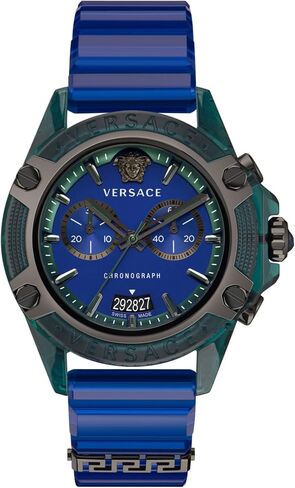Versace Mens Transparent Green 44 mm Icon Active Strap Watch VEZ701122 in Saudi Arabia