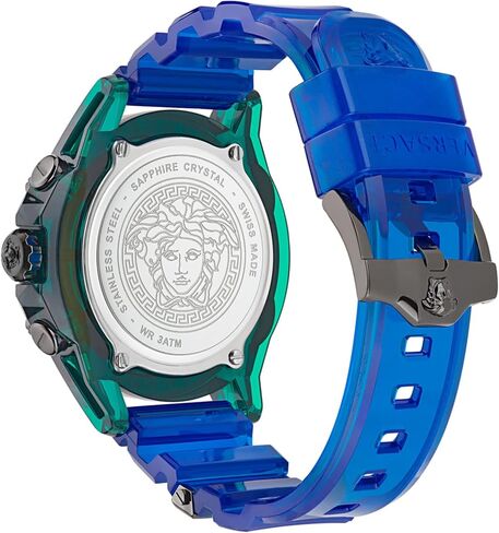 Versace Mens Transparent Green 44 mm Icon Active Strap Watch VEZ701122 in Saudi Arabia