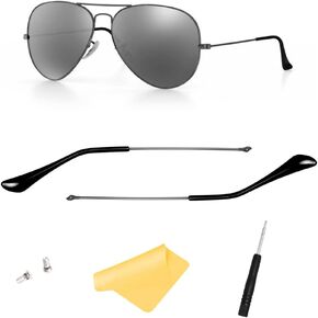 Replacement Temple Tips Temple Arms for Ray-Ban Aviator RB3025 3025 Sunglasses Repair Kit，Bonus Screws/Screwdriver/Sunglasses Bag-Black … in Saudi Arabia