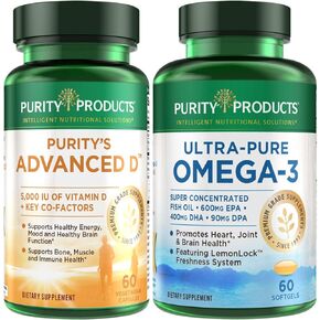 Purity Products KIT - Dr. Cannell's Advanced D + Omega-3 Ultra-Pure Fish Oil from Advanced D is Packed with Vitamin D, Vitamin K2, Zinc, Magnesium Citrate, Boron and Taurine in Kuwait