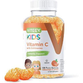Kids Vitamin C Gummies - Immune Support for Kids, Toddlers, & Teens - Vegan, Gelatin Free, Gluten Free, GMO Free - Tasty Chewable Orange Flavored Kids Immunity Gummy