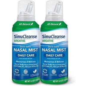 SinuCleanse Allergy & Sinus Sterile Saline Nasal Mist, Instantly Moisturizes & Relieves Severe Nasal Congestion & Irritation Due to Allergies, 7.5 OZ