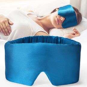 FRESHME 100% Blackout Black Luxury Mulberry Silk Sleep Mask Comfortable Soft Eye Shade Cover with Elastic Strap, Eye Mask Blindfold for Travel Nap Yoga, Eye Blinder for Works Airplane Travel Nap Yoga…