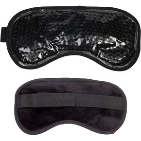 Eye Mask Set (2packs) - Hot and Code Eye Mask and Facial Roller Tools Set 100% Natural Jade Stone Beauty Massage Body Eyes Neck for Dark Circles and Puffiness-Color Black