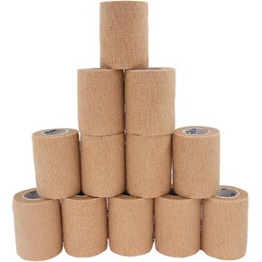 Self Adhesive Wrap Cohesive Wrap Bandages 6 Count 3" x 5 Yards, Medical Tape, Adhesive Flexible Breathable First Aid Non Woven Rolls, Stretch Athletic, Ankle Sprains & Swelling, Sport