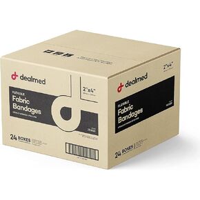 Dealmed Fabric Adhesive Bandages - Flexible Latex Free 2x4 in - 100 Count | Non Stick Pad, Individually Wrapped, Sterile Strips, Tan Rectangular Shape, For Cuts Scrapes Blisters in Saudi Arabia