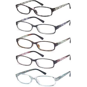 Gamma Ray Women's Reading Glasses 5 Pair Print Ladies Fashion Readers for Women - 2.00 in Kuwait
