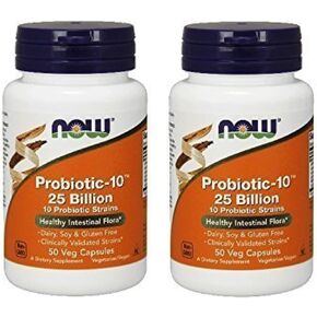 Now Probiotic-10 25 Billion, 50 Count (Pack of 2)