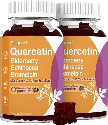 1200MG Quercetin Gummies with Bromelain, Elderberry, Echinacea, Vitamin C D Zinc - Immune System Support 60 Counts Pure Quercetin Gummies for Kids & Adults in Kuwait