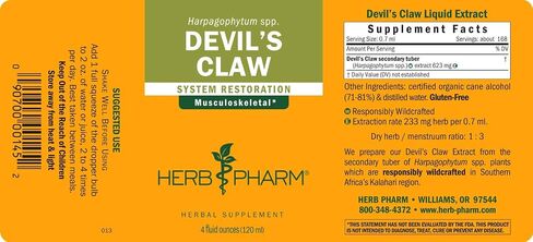 Herb Pharm Devil's Claw Liquid Extract for Musculoskeletal System Support - 1 Ounce (DDCLAW01) in Kuwait