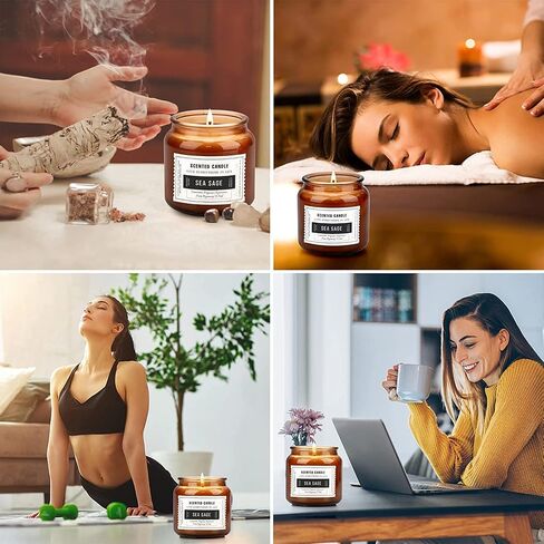 شموع مريمية لتنظيف المنزل، مجموعات شموع كبيرة تدوم طويلا 120 ساعة، شموع معطرة للمنزل، برطمان زجاجي، شمعة الصويا للعلاج العطري، هدايا تخفيف التوتر للام والنساء والرجال in Kuwait