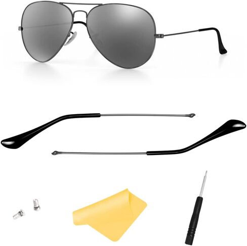 Replacement Temple Tips Temple Arms for Ray-Ban Aviator RB3025 3025 Sunglasses Repair Kit，Bonus Screws/Screwdriver/Sunglasses Bag-Black … in Saudi Arabia