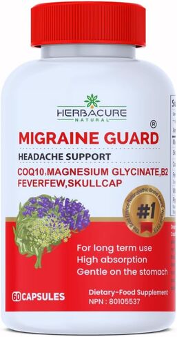 migraine Relief MIGRAINE Guard ® 2022 - Clinically Proven COQ10, VIT B2, Feverfew, Magnesium GLYCINATE, Skullcap *NEW2022 migraine Relief Products in Saudi Arabia
