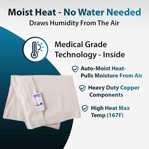 Thermotech Automatic Digital Moist Heating Pad Heating Pad, Beige, king 27 X14 in Saudi Arabia