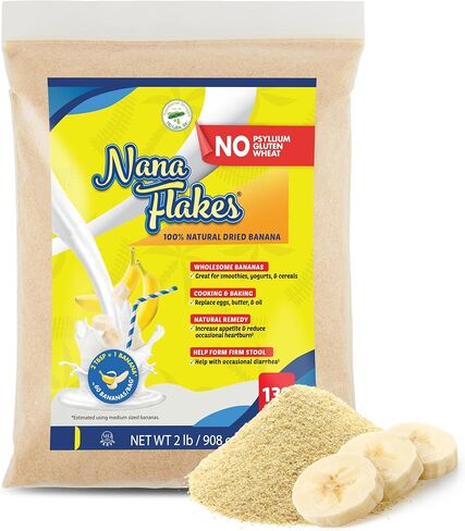 Nana Flakes 100% Pure Banana Flakes Medical Food Powder - Decrease Fat Intake & Natural Remedy for Diarrhea & Heart Burn - Great Source of Protein & Fiber (Banana, One Pound Bag) in Saudi Arabia