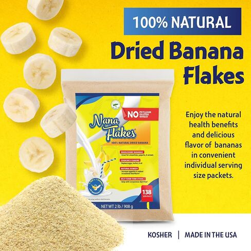 Nana Flakes 100% Pure Banana Flakes Medical Food Powder - Decrease Fat Intake & Natural Remedy for Diarrhea & Heart Burn - Great Source of Protein & Fiber (Banana, One Pound Bag) in Saudi Arabia
