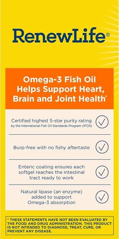 Renew Life Norwegian Gold Critical Omega, Omega-3 Fish Oil, 60 Burp-Free Softgels (Pack May Vary) in Kuwait