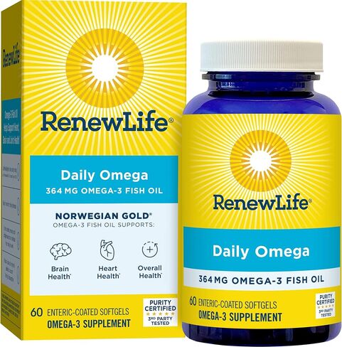 Renew Life Norwegian Gold Critical Omega, Omega-3 Fish Oil, 60 Burp-Free Softgels (Pack May Vary) in Kuwait