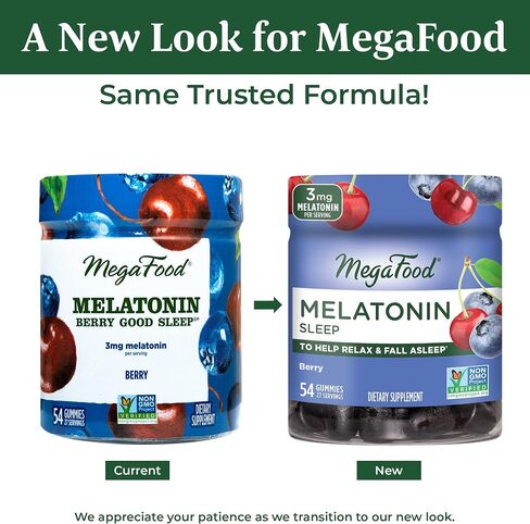 علكات الميلاتونين MegaFood - الميلاتونين 3 ملغ لكل حصة للمساعدة على الاسترخاء والنوم - علكات النوم للبالغين - نكهة التوت، غير معدلة وراثيًا، نباتي معتمد - 54 علكة (27 حصة) in Saudi Arabia