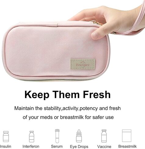 Portable Insulin Cooler Travel Case With 4x100G Ice Packs For 8-12h Cooling Time, Diabetic Medication & Breastmilk Insulated Bag in Saudi Arabia