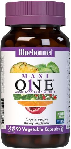 Bluebonnet Nutrition Maxi One (With Iron), Whole Food Multiple, Enzymes, Energy, Vitality, Gluten-Free, Kosher, Dairy-Free, Vegetarian Friendly, Soy-Free, Non-GMO, 90 Vegetable Capsule, 3 Month Supply in Saudi Arabia