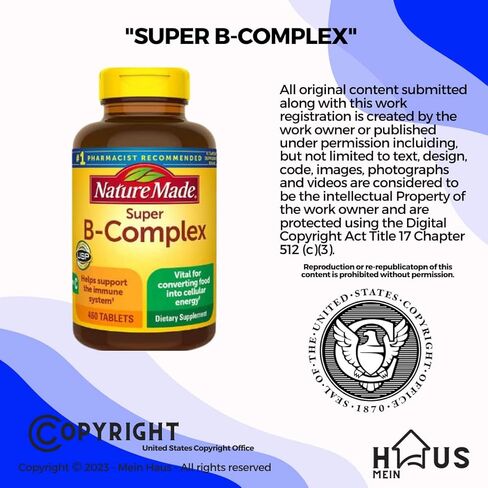 MEIN HAUS Nature Made Super B Energy Complex، مكمل غذائي لدعم وظائف خلايا الدماغ، ودعم الطاقة ودعم الجهاز العصبي، 460 قرصًا، بطاقة إعادة طلب سريعة تكفي لمدة 460 يومًا. in Kuwait