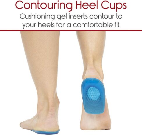 Envelop Gel Heel Cups - Heel Cushion for Women, Men, Bone Spur, Plantar Fasciitis Support - Shoe Inserts Provide Foot Pain Relief for Achilles, Feet Arch, Kids - Shock Absorbing Protector Pad in Saudi Arabia